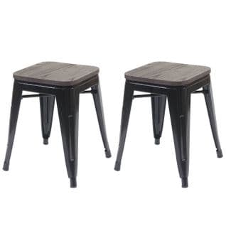 2x Tabouret Hwc-a73 Métal Design Industriel Noir