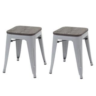 2x Tabouret Hwc-a73 Métal Design Industriel Gris