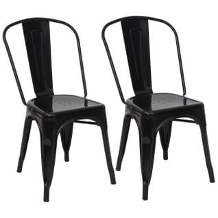 2x Chaise De Bistro Hwc-a73, Chaise Empilable, Métal, Design Industriel ~ Noir
