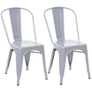 2x Chaise De Bistro Hwc-a73, Chaise Empilable, Métal, Design Industriel ~ Gris
