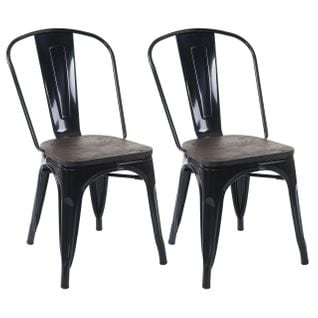2x Chaise De Bistro Hwc-a73 Métal Design Industriel Noir