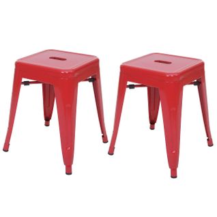 2x Tabouret Hwc-a73, Tabouret En Métal, Design Industriel, Empilable ~ Rouge