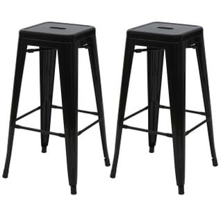 2x Tabouret De Bar Hwc-a73 Métal Empilable Noir