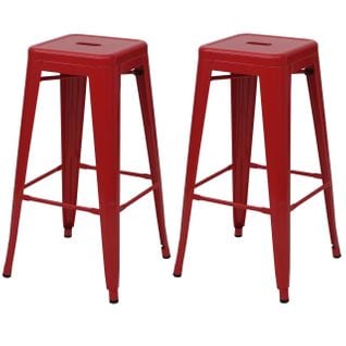 2x Tabouret De Bar Hwc-a73 Métal Design Industriel Rouge