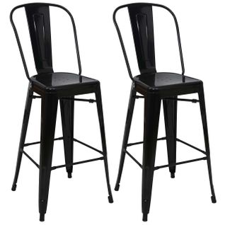 2x Tabouret De Bar Hwc-a73 Métal Design Industriel Noir