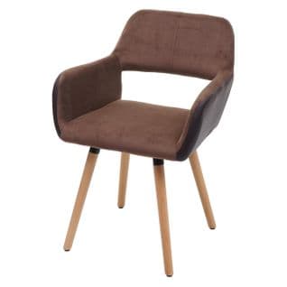 Chaise De Salle À Manger Hwc-a50 Ii Similicuir Tissu Marron Pieds Clairs