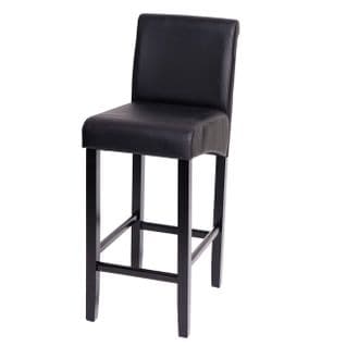 Tabouret De Bar Hwc-c33 Bois Noir Mat Pieds Foncés Similicuir