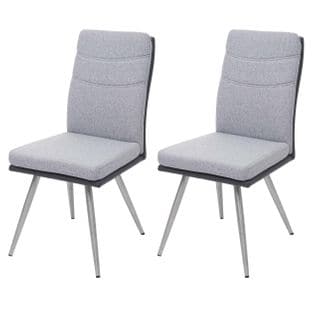 2x Chaise De Salle à Manger Hwc-g54 Tissu Et Similicuir Acier Inox Brossé Gris