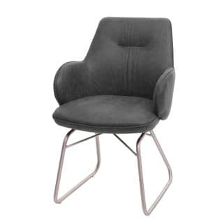 Chaise De Salle à Manger Hwc-g72 Tissu Acier Inox Brossè Gris