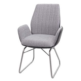 Chaise De Salle à Manger Hwc-g73 Simlicuir Tissu Acier Inox Brossé Gris