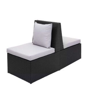 2x Fauteuil De Jardin En Polyrotin Hwc-g16, Gastronomie ~ Noir, Coussin Gris Clair