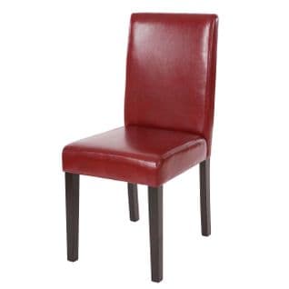 Chaise De Salle À Manger Littau Cuir Rouge Pieds Foncés