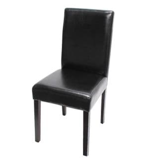 Chaise De Salle à Manger Littau Cuir Noir Pieds Foncés