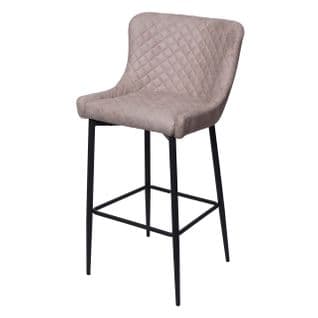 Tabouret De Bar Hwc-h79 Métal Vintage Avec Repose Pied Tissu Textile Gris