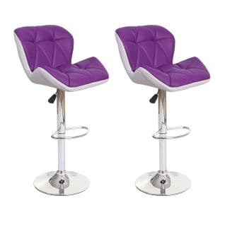 2x Tabouret De Bar Hwc-a92 Similicuir Violet