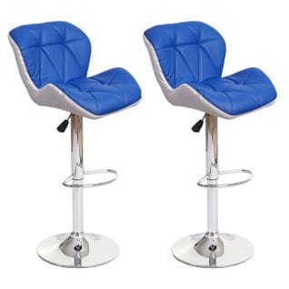 2x Tabouret De Bar Hwc-a92 Similicuir Bleu