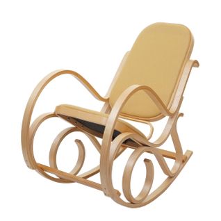 Fauteuil À Bascule M41, Fauteuil TV, Bois Massif ~ Aspect Chêne, Jaune