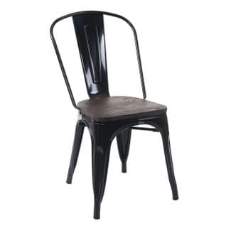 Chaise Hwc-a73 Métal Empilable Style Industriel  Noir