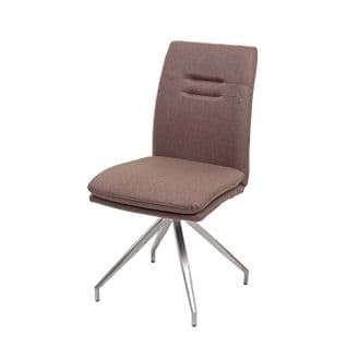 Chaise De Salle à Manger Hwc-h70 Tissu Acier Inoxydable Brossé Brun