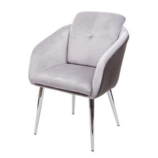 Chaise De Salle À Manger Hwc-g48 Similicuir Velours Avec Accoudoirs Gris