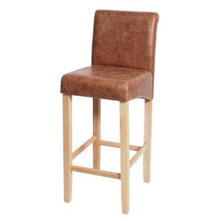 Tabouret De Bar Hwc-c33 Bois Imitation Daim Pieds Clairs Tissu Textile