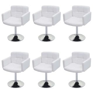 Lot De 6 Chaises De Salle à Manger Orlando Similicuir Chrome Blanc