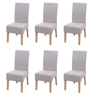 Lot De 6 Chaises De Salle à Manger Latina Tissu/textile Crème Beige Pieds Clairs