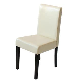 Chaise De Salle à Manger Littau Similicuir Crème Pieds Foncés