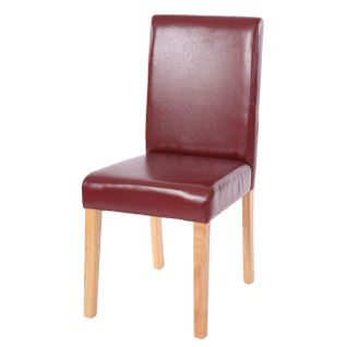 Chaise De Salle à Manger Littau Similicuir Rouge Brun Pieds Clairs