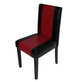 Chaise De Salle à Manger Littau Similicuir Noir Rouge Pieds Foncés