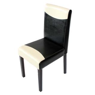 Chaise De Salle À Manger Littau Similicuir Noir Blanc Pieds Foncés