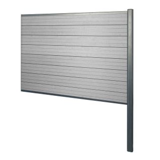 Brise-vue En Wpc Sarthe, Poteau En Aluminium ~ Extension, 185cm Gris