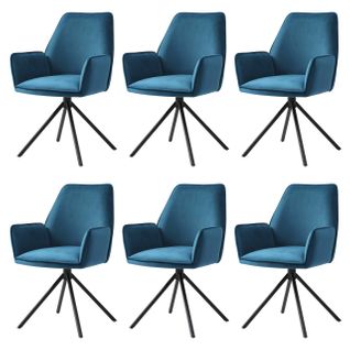 Lot De 6 Chaises De Salle à Manger Hwc-g67 Velours Turquoise- Bleu