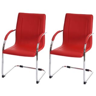 2x Chaise De Salle à Manger Samara Pvc Acier Rouge