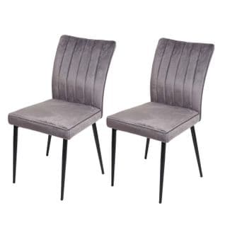 Ot De 2 Chaises De Salle à Manger Hwc-k16 Velours Métal Gris Foncé