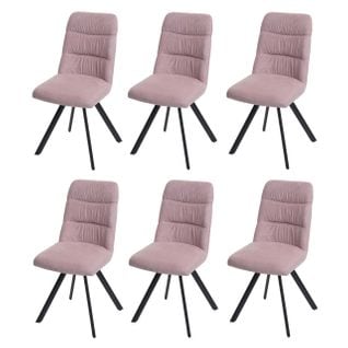 Lot De 6 Chaises De Salle à Manger Hwc-j69 Pivotantes Auto-position Velours Rose