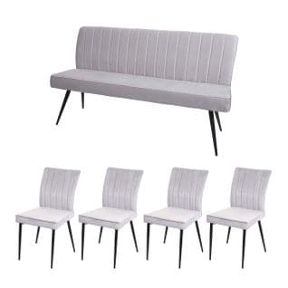 Set De Salle à Manger Hwc-k16 Velours Métal Gris Clair