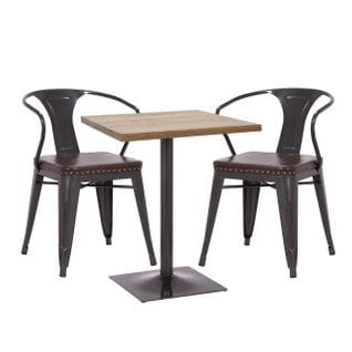 Set Table De Bistrot Et 2x Chaise Hwc-h10d Noir-marron Table Marron Clair