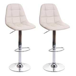 Lot De 2 Tabourets De Bar Hwc-a67 Crème-beige Similicuir