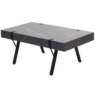 Table Basse Hwc-l54 Métal 43x110x60cm Aspect Marbre Gris