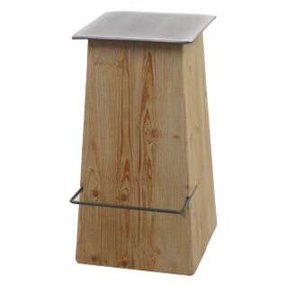 Tabouret De Bar Hwc-l76 Bois Massif Industriel Naturel Avec Aspect Métal