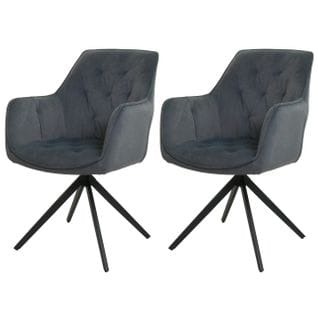 Lot De 2 Chaises De Salle à Manger Hwc-l80 Pivotantes, Métal Tissu/textile Anthracite