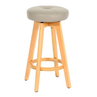 Tabouret De Bar Navan Bois Similicuir Pivotant Taupe Pieds Clairs