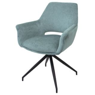 Chaise De Salle À Manger Hwc-m53 Pivotante Auto-position Métal Tissu Gris-bleu