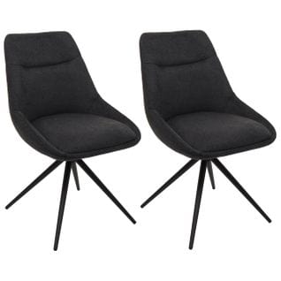 Lot De 2 Chaises De Salle À Manger Hwc-m65 Métal Tissu/textile Anthracite