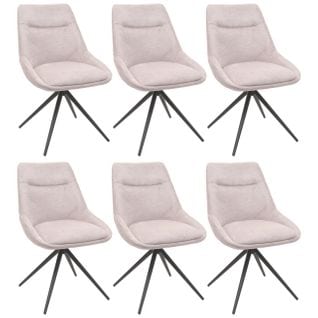 Lot De 6 Chaises De Salle À Manger Hwc-m65 Métal Tissu/textile Crème-beige