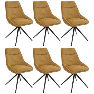 Lot De 6 Chaises De Salle À Manger Hwc-m65 Métal Tissu/textile Jaune Moutarde