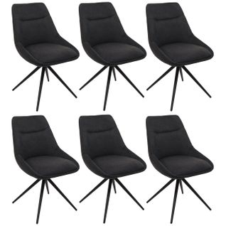 Lot De 6 Chaises De Salle À Manger Hwc-m65 Métal Tissu/textile Anthracite