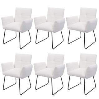 Lot De 6 Chaises De Salle à Manger Hwc-k34 Öko-tex Métal Blanc