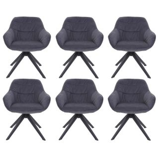 Lot De 6 Chaises De Salle à Manger Hwc-k28 Pivotantes Métal Tissu/textile Gris